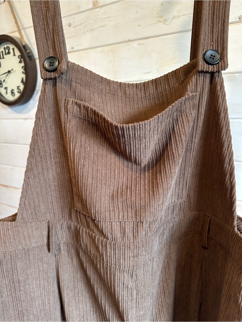 Cider | Brown Wide Leg Corduroy Overalls - Picture 5 of 8